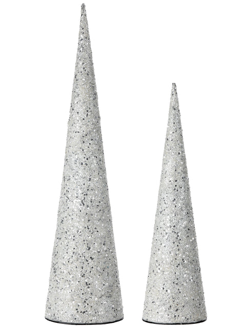 Set of 2 Silver Sequin Cone Trees for Just Jill
