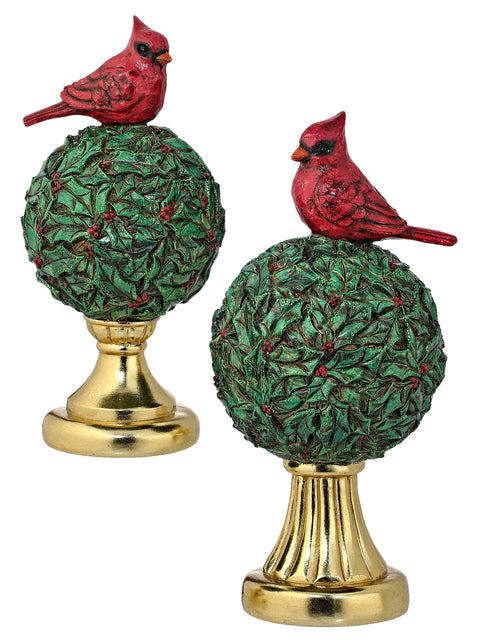 Set of 2 Cardinal Holly Ball Topiaries for Just Jill