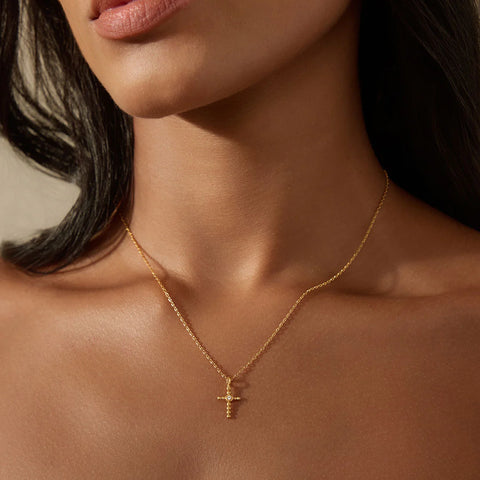 Satya Honor Your Faith Cross White Topaz Necklace