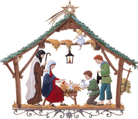 Nativity Hand Painted German Pewter Figurine