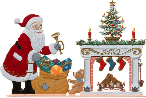 Santa on Christmas Eve Hand Painted German Pewter Figurine