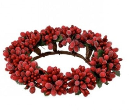 Set of 2 Sugared Red Berry Candle Rings-BOGO OFFER