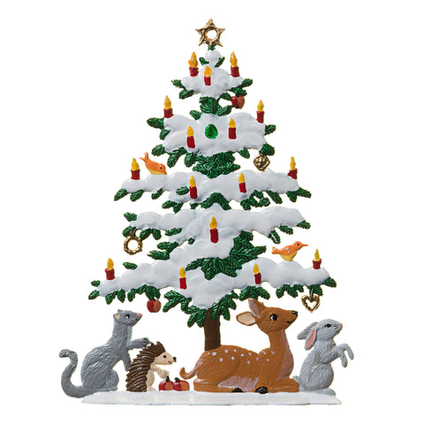 Woodland Decorated Christmas Tree Hand-Painted w/ Friends Figurine