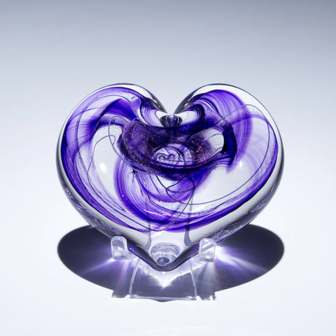 Epiphany Studios Hand-Blown Glass Heart Paperweight w/ Stand
