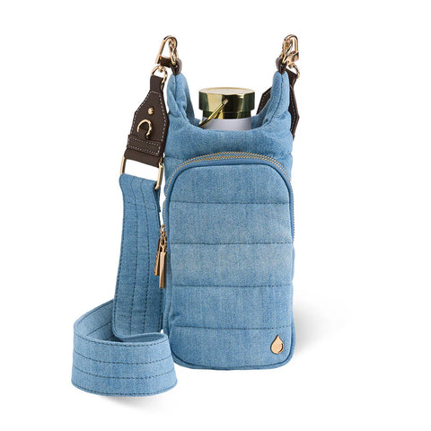 Light Denim HydroBag® with Gold Hardware and Denim / Vegan Leather Strap