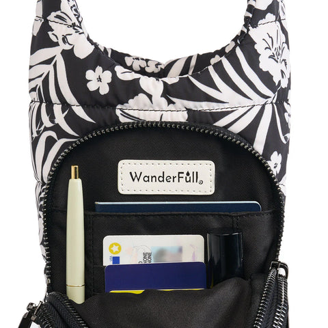 WanderFull Tropical Floral Print in Black & White HydroBag®