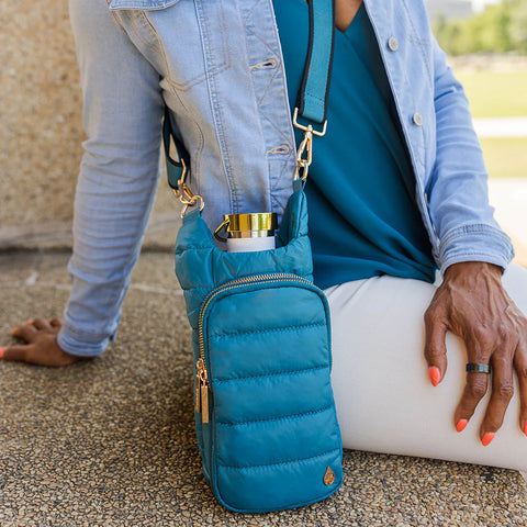 WanderFull Teal HydroBag® with Teal and Black Striped Strap