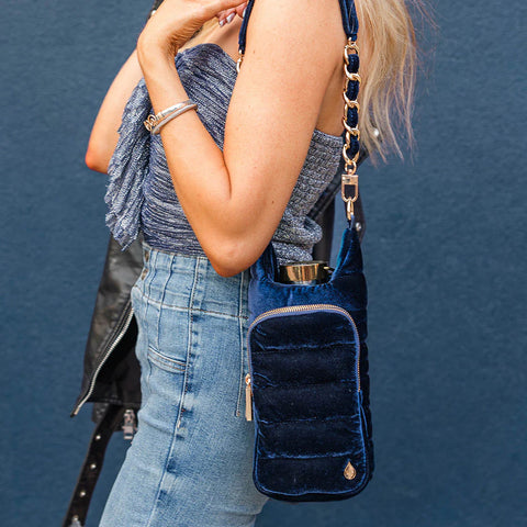 Velvet Navy HydroBag® with Velvet and Gold Chain Strap