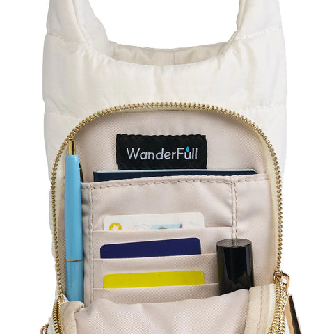 WanderFull White HydroBag with Tennis Embroidery and Navy, Green, White Strap