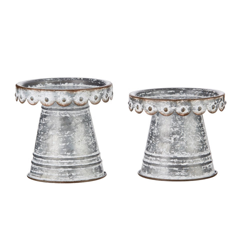 Scalloped Silvertone Candle Holders for Just Jill