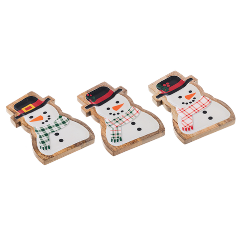 Set of 3 Snowman Tidbit Trays for Just Jill