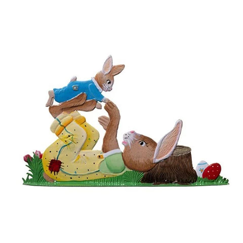 Playtime with Papa Hand Painted German Pewter Figurine