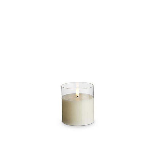 3.5" x 4" Flameless Ivory Glass Pillar Candle for Just Jill