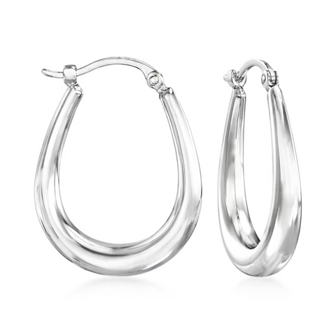 Ross-Simons 14K White Gold Tapered Hoop Earrings