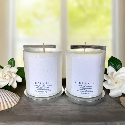 Just Jill Scented Candles-Sunny Coastal Cottage and Gardenia Tuberose (2 pack)