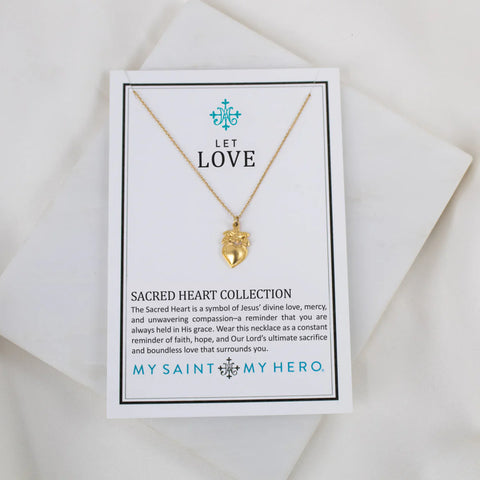 My Saint My Hero Sacred Heart Flower Necklace
