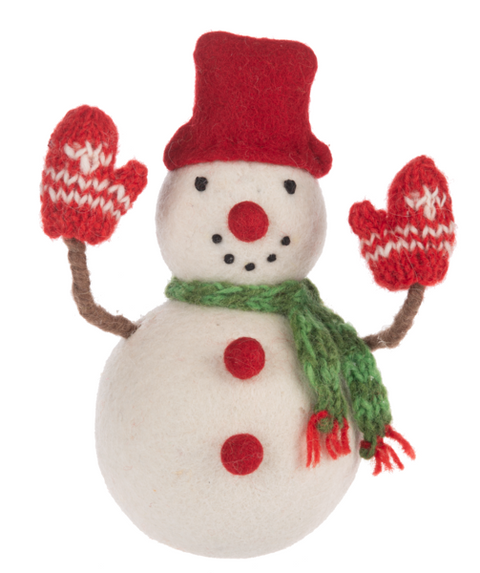 Set of 2 Artisan Crafted Wool Santa and Snowman for Just Jill