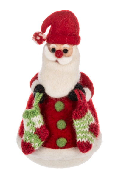 Set of 2 Artisan Crafted Wool Santa and Snowman for Just Jill