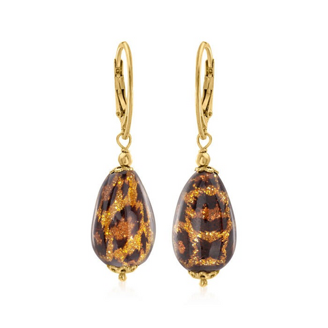 Ross-Simons Italian Leopard-Print Murano Glass Earrings