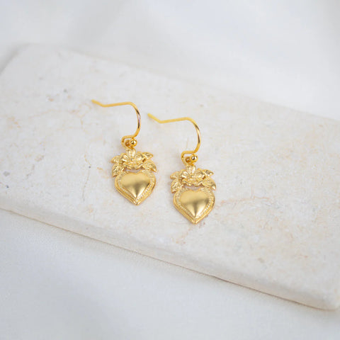 My Saint My Hero Sacred Heart Flower Earrings