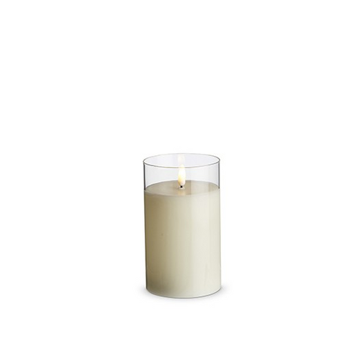 3.5" x 6" Flameless Ivory Glass Pillar Candle for Just Jill
