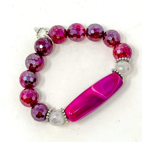 PowerBeads by jen Cranberry Agate Statement Bracelet