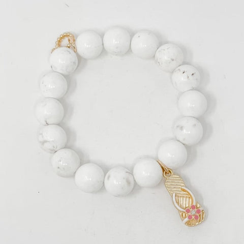 PowerBeads by jen Creamy White Howlite with Flip Flop Charm