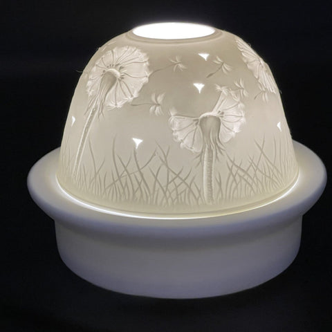 Luumii Lights Flower Motif Porcelain Dome w/ LED Base
