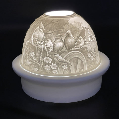 Luumii Lights Bird Motif Porcelain Dome w/ LED Base