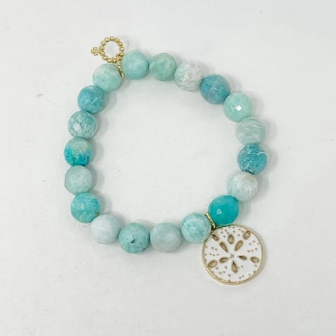PowerBeads by jen Petite Faceted Amazonite w/ Sand Dollar
