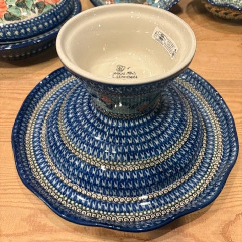 Polish Pottery Signature Pedestal Cake Plate