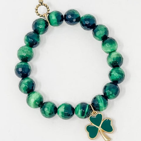 PowerBeads by Jen Petites Green Enamel Shamrock Bracelet
