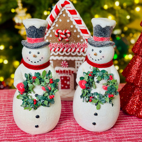 Set of 2 Red Scarf Snowmen for Just Jill