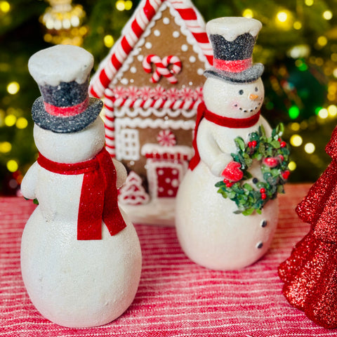 Set of 2 Red Scarf Snowmen for Just Jill