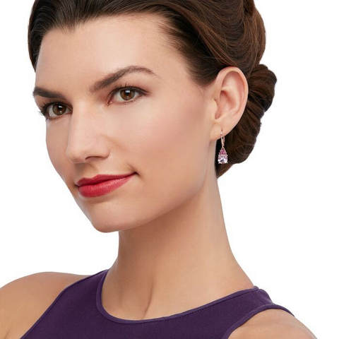 Ross-Simons 3.60 ct. t.w. Amethyst and .40 ct. t.w. Rhodolite Garnet Drop Earrings