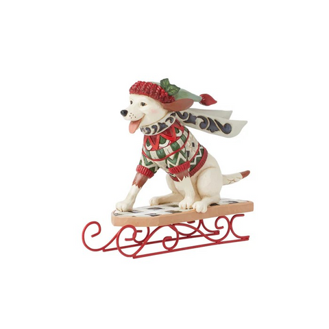Jim Shore Highland Dog on Sled Figurine