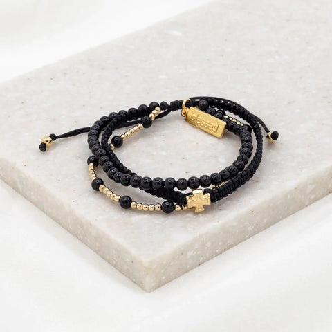 My Saint My Hero Black Agate Be Still Prayer Bracelet