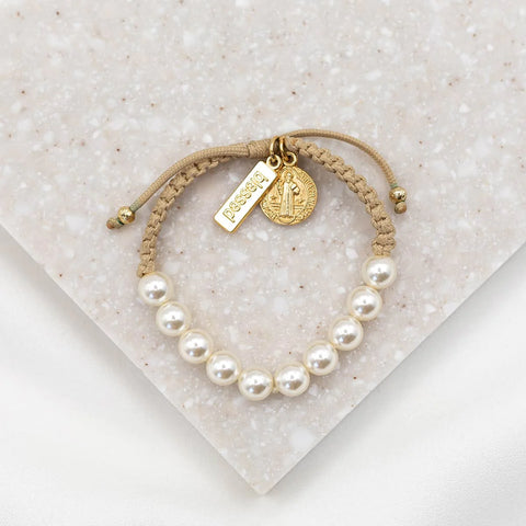 My Saint My Hero "She is Radiant" Pearl Crystal Bracelet