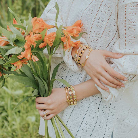 My Saint My Hero Be Kind Human Bloom Bracelet-Goldtone