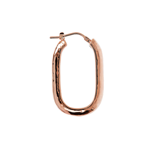 Bellissimo Bronzo Italian Hammered Elongated Hoop Earrings