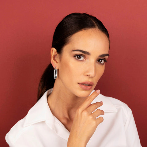 Bellissimo Bronzo Italian Hammered Elongated Hoop Earrings