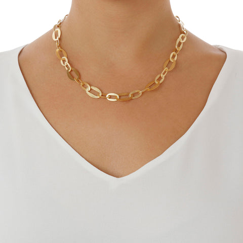 Bellissimo Bronzo Satin Flat Link Necklace