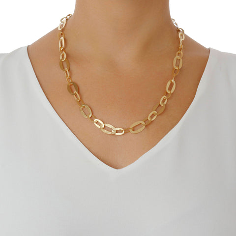 Bellissimo Bronzo Satin Flat Link Necklace