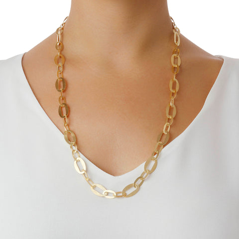 Bellissimo Bronzo Satin Flat Link Necklace