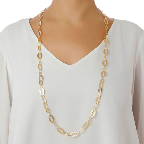 Bellissimo Bronzo Satin Flat Link Necklace