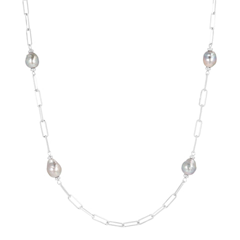 Louis Dell'Olio "Perla Moderna" Bronze Ming Pearl Station Necklace