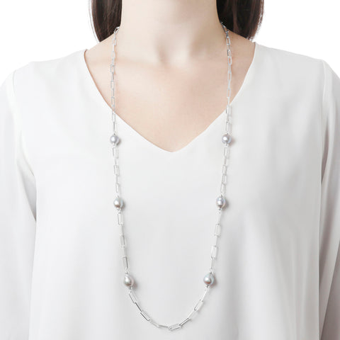 Louis Dell'Olio "Perla Moderna" Bronze Ming Pearl Station Necklace