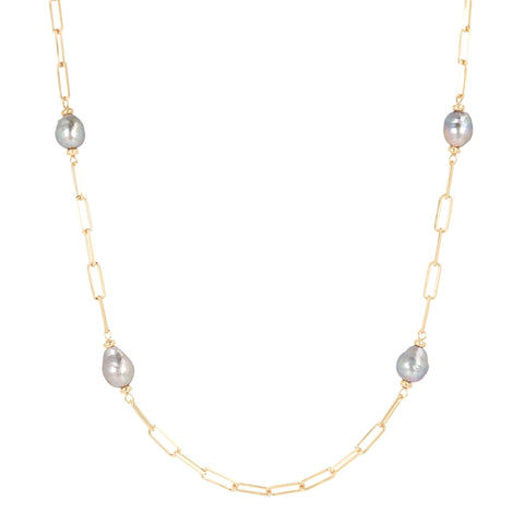 Louis Dell'Olio "Perla Moderna" Bronze Ming Pearl Station Necklace