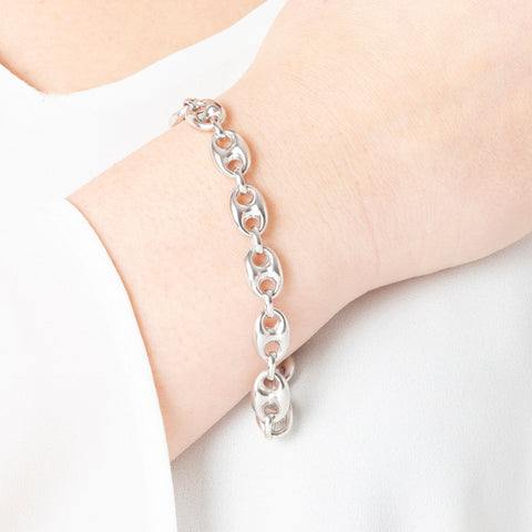 Italian Sterling Silver Marine Link Bracelet on a hand