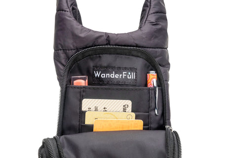 WanderFull HydroBag Black Matte Crossbody with Black Strap